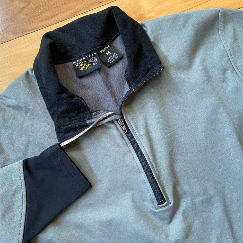 Mountain Hardwear Windstopper Pullover Shirt Womens Sz M Gray 1/4 Zip Mid Layer